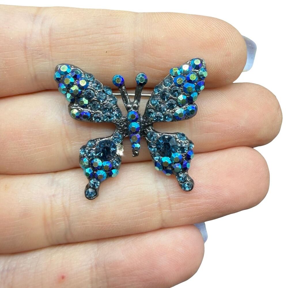 Vintage Jewelry Rhinestone Butterfly Brooch Pin